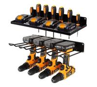 Organizzatore Per Utensili Elettrici, Supporto Portaoggetti, Supporto Da Parete Per 5 Utensili Da Trapano Elettrico, Set Di Organizer Da Parete In Metallo Solido Per Garage, Casa, Officina (Nero)