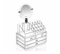ORGANIZZATORE PORTA TRUCCO CON SPECCHIO BOX COSMETICI TRUCCHI MAKE UP DONNA