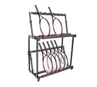 Organizzatore racchette da badminton di grande capacità, altezza regolabile, espositore violino/chitarra, for palestra, scuola, garage, allenamento(90.5x43.5x113-127cm)