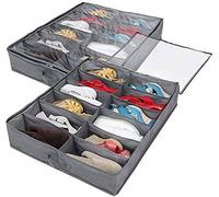 Organizzatore Scarpe Sottoletto, Organizer per Scarpe in Tessuto Pieghevole Organizer per riporre Le Scarpe sotto Il Letto (2 Pezzi)