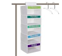 Organizzatore settimanale per vestiti per bambini a cinque livelli organizer per vestiti dal lunedì al venerdì, per la camera dei bambini, casa, armadio, porta, scuola, aula dormitorio, bambino