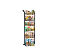 Organizzatore sospeso per porta a 6 ripiani, in metallo, per porta, da appendere, con 2 ventose, portaspezie da parete, cucina, da cucina, da appendere, per bagno, cucina, dispensa, 44 x 16 x 150 H