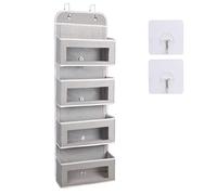 Organizzatore sospeso su porta borsa portaoggetti in tessuto con 4 scomparti per giocattoli riviste cappello grigio