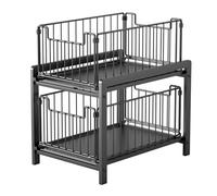 Organizzatore sotto lavello a 2 livelli, sotto lavello cucina con cassetti scorrevoli, cesto di stoccaggio scorrevole in metallo, per bagno, armadio, cucina, ufficio, nero, 26 x 37 x 38,5 cm