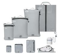 Organizzatore Valigie Compressione Cubo Imballaggio Set di 4 Riutilizzabile TPU Sacchetti Sottovuoto con IPX8 Impermeabile Cerniera Sacchetti Sottovuoto per Vestiti, Biancheria Intima, Calzini, Scarpe