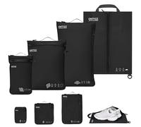 Organizzatore Valigie Compressione Cubo Imballaggio Set di 4 Riutilizzabile TPU Sacchetti Sottovuoto con IPX8 Impermeabile Cerniera Sacchetti Sottovuoto per Vestiti, Biancheria Intima, Calzini, Scarpe