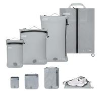 Organizzatore Valigie Compressione Cubo Imballaggio Set di 4 Riutilizzabile TPU Sacchetti Sottovuoto con IPX8 Impermeabile Cerniera Sacchetti Sottovuoto per Vestiti, Biancheria Intima, Calzini, Scarpe