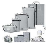 Organizzatore Valigie Compressione Cubo Imballaggio Set di 5 Riutilizzabile TPU Sacchetti Sottovuoto con IPX8 Impermeabile Cerniera Sacchetti Sottovuoto per Vestiti, Biancheria Intima, Calzini, Scarpe