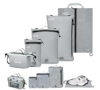 Organizzatore Valigie Compressione Cubo Imballaggio Set di 5 Riutilizzabile TPU Sacchetti Sottovuoto con IPX8 Impermeabile Cerniera Sacchetti Sottovuoto per Vestiti, Biancheria Intima, Calzini, Scarpe