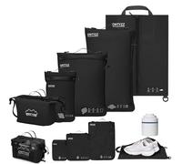 Organizzatore Valigie Compressione Cubo Imballaggio Set di 5 Riutilizzabile TPU Sacchetti Sottovuoto con IPX8 Impermeabile Cerniera Sacchetti Sottovuoto per Vestiti, Biancheria Intima, Calzini, Scarpe