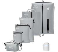 Organizzatore Valigie Compressione Cubo Imballaggio Set di 6 Riutilizzabile TPU Sacchetti Sottovuoto con IPX8 Impermeabile Cerniera Sacchetti Sottovuoto per Vestiti, Biancheria Intima, Calzini, Scarpe