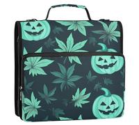 Organizzatore verde per raccoglitore con cerniera a 3 anelli con cerniera e manico e tracolla rimovibile, facile da trasportare, organizer per documenti per la scuola