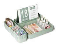 Organizzatori per cassetti in plastica, 18 pezzi, organizer per bagno e toeletta, organizer in plastica, organizer per trucchi e conservazione per trucchi, camera da letto, gadget da cucina e ufficio