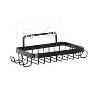 Organizzazione per cucina, pasta da doccia, portasapone a parete, per piastrelle del bagno, portasapone rettangolare con perforazione di ricambio per portasapone (nero, taglia unica)