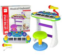 Organo Elettronico con Sgabello e Microfono Blu