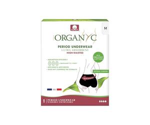 Organyc Mutandine Mestruali Riutilizzabili in Cotone Biologico - Ultra Assorbenti, Protezione Anti-Perdita, Colore Nero - Taglia M