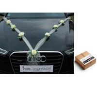 Organza M Auto Gioielli Sposa Coppia Rose Decorazione Organza M Matrimonio Car Wedding Decorazione Ghirlanda Auto (Ecru2 / Ecru)