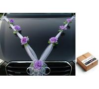 Organza M Auto Gioielli Sposa Coppia Rose Decorazione Organza M Matrimonio Car Wedding Decorazione (Lilla/Bianco)