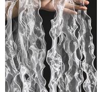 Organza Ruffles Rete Pizzo Nastro Sbieco Bordura Fai da Te Tessuto Lucido Metro