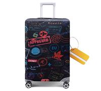 OrgaWise Copri Valigia Coperchio Custodia Bagaglio da Viaggio Altezza adatta 65-70CM Copertura Valigia 25-28 pollici con Etichetta per Bagaglio (World, L)