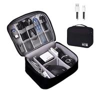 OrgaWise Organizer Cavi da Viaggio Accessori Custodia Cavi Doppio Strato Borsa Porta Cavi per Carry Fotocamera,Ipad e Scheda di Memoria con Set di 2 Linee Dati Protect Set