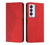 ORGCIUFB Custodia a portafoglio per Tecno Camon 18 Premier, in pelle, con ventosa, con scomparto per carte di credito, custodia per Tecno Camon 18 Premier (rosso)