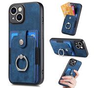 ORGCIUFB Custodia per iPhone 13, custodia protettiva sottile con cavalletto e protezione contro le cadute, custodia a portafoglio con porta carte di credito (blu)