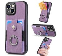 ORGCIUFB Custodia per iPhone 13, custodia protettiva sottile con cavalletto e protezione contro le cadute, custodia a portafoglio con porta carte di credito (viola)