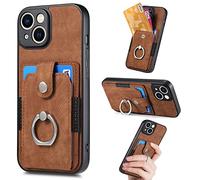 ORGCIUFB Custodia per iPhone 13, custodia protettiva sottile con cavalletto e protezione contro le cadute, custodia a portafoglio con porta carte di credito (marrone)