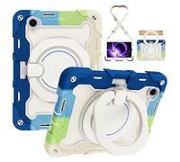 ORGCIUFB Custodia protettiva resistente per Xiaomi Pad Mini 8,8 pollici 2025, supporto rotante a 360°, tracolla, portapenne e anello per impugnatura, copertura antiurto per bambini e adulti (blu