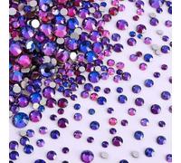 ORGEFY 1440 Pezzi/Confezione Mix Dimensioni SS3-SS20 Strass di Vetro Nero con Retro Piatto Glitterato, Strass Non hotfix per Nail Art, Vestiti - Purple Majesty - Mix Dimensioni - 1440 Pezzi