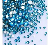 ORGEFY 1440 Pezzi/Confezione Mix Dimensioni SS3-SS20 Strass in Vetro Nero con Retro Piatto Glitterato, Strass Non hotfix per Nail Art, Vestiti, Blu Capri, Mix Dimensioni 1440 Pezzi