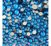 ORGEFY 1440 Pezzi di Strass in Vetro con Retro Piatto, Misura Mista SS3-SS20, Glitter Blu Chiaro di Luna, Diamanti, Strass Non hotfix per Nail Art, Blu Capri, Misura Mista, 1440 Pezzi