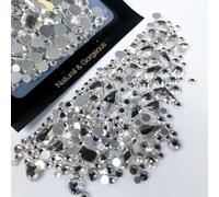 ORGEFY 150 Pezzi di Strass Rotondi in Vetro con Retro Piatto più 20 Pezzi di Gioielli di Forma strana Fai da Te Perline Decorazioni di Bellezza per Nail Art - Trasparenti