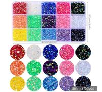 ORGEFY 15000 Pezzi di Strass per Unghie in Gelatina, Resina, Retro Piatto, Glitter, ciondoli, Accessori Fai da Te, Decorazioni per Nail Art 3D, Strass, Set da 6,5 mm, 3750 Pezzi