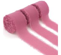 ORGEFY 3 Rotoli/Set da 5 m di Nastro di Seta Chiffon Fatto a Mano con Bordi sfilacciati in Raso per inviti, Bouquet, Feste di Compleanno, Decorazioni Fai da Te - 8 Pezzi