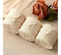 ORGEFY 3 Rotoli/Set da 5 m di Nastro di Seta Chiffon Fatto a Mano con Bordi sfilacciati in Raso per inviti, Bouquet, Feste di Compleanno, Decorazioni Fai da Te - 9 Pezzi