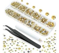 ORGEFY 3992 Pezzi SS6-S20 Mix Size Siam Oro Nero Strass Incollati Set con Gemme Glitterate a Retro Piatto per Fai da Te Artigianato - Oro Lucido - Mix Size - 3992 Pezzi