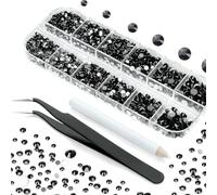 ORGEFY 3992 Pezzi SS6-S20 Mix Size Siam Oro Nero Strass Incollati Set con Gemme Glitterate a Retro Piatto per Fai da Te Artigianato-Nero-Mix size-3992Pcs