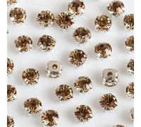 ORGEFY 4 mm 5 mm 7 mm 8 mm Artigli d'Argento Strass Rotondi da Cucire per Ricamo Fai da Te Cristalli di Vetro Pietre Vestiti-Giallo-Strass Artiglio-7 mm 50 Pezzi