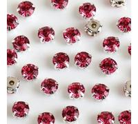 ORGEFY 4 mm 5 mm 7 mm 8 mm Artigli d'Argento Strass Rotondi da Cucire per Ricamo Fai da Te Cristalli di Vetro Pietre Vestiti-Rosa Rossa-Strass Artiglio-7 mm 50 Pezzi