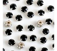 ORGEFY 4 mm 5 mm 7 mm 8 mm Artigli d'Argento Strass Rotondi da Cucire per Ricamo Fai da Te Cristalli di Vetro Pietre Vestiti-Nero-Strass Artiglio-7 mm 50 Pezzi