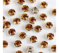 ORGEFY 4 mm 5 mm 7 mm 8 mm Artigli d'Argento Strass Rotondi da Cucire per Ricamo Fai da Te Cristalli di Vetro Pietre Vestiti Vestito-Strass Artiglio Giallo Dorato-7 mm 50 Pezzi