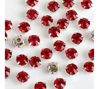 ORGEFY 4 mm 5 mm 7 mm 8 mm Artigli d'Argento Strass Rotondi da Cucire per Ricamo Fai da Te Cristalli di Vetro Pietre Vestiti-Rosso-Artiglio Strass-7 mm 50 Pezzi