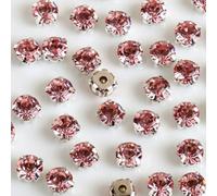 ORGEFY 4 mm 5 mm 7 mm 8 mm Artigli d'Argento Strass Rotondi da Cucire per Ricamo Fai da Te Cristalli di Vetro Pietre Vestiti-Rosa Chiaro-Strass Artiglio-7 mm 50 Pezzi