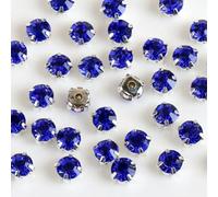ORGEFY 4 mm 5 mm 7 mm 8 mm Artigli d'Argento Strass Rotondi da Cucire per Ricamo Fai da Te Cristalli di Vetro Pietre Vestiti Vestito-Zaffiro-Artiglio Strass-7 mm 50 Pezzi