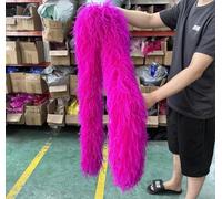 ORGEFY 6, 8, 10, 15, 26 Fili di Piume di Struzzo Viola, Boa di Piume di Struzzo da 2 Metri, Scialle per Abiti da Donna, Decorazione Fai da Te, Sciarpa, Rosa Rossa, 6 Fili, 2 Metri
