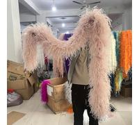 ORGEFY Boa di Struzzo 4, 6, 10, 20, 25 Strati, Sciarpa Spessa, Scialle per Abiti da Festa, Abbigliamento da Ballo, Gonna, Rifiniture da Cucire, in Pelle Rosa, 4 Strati