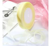 ORGEFY Nastro in Organza da 12 mm a 40 mm, 50 Iarde, per Confezioni Natalizie, Decorazioni Fai da Te per la casa, Nastri in Tessuto Fatto a Mano, Crema, Organza da 20 mm