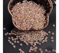 ORGEFY Perline di Vetro Colorate Uniformi Interne da 2/3/4 mm, Perline distanziatrici Rotonde per Gioielli Fai da Te, Accessori per la creazione di bracciali-DK19 Oro caffè-2 mm 10 g 800 Pezzi